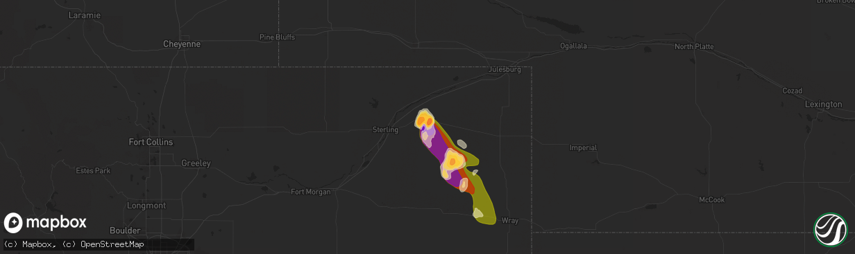 Hail map in Fleming, CO on September 14, 2014