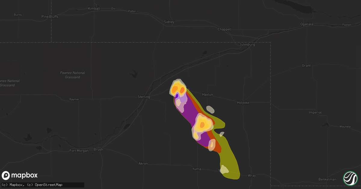 Hail map in Fleming, CO on September 14, 2014