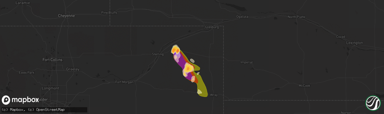 Hail map in Haxtun, CO on September 14, 2014