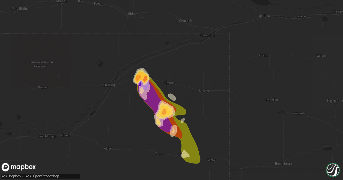 Hail map in Haxtun, CO on September 14, 2014