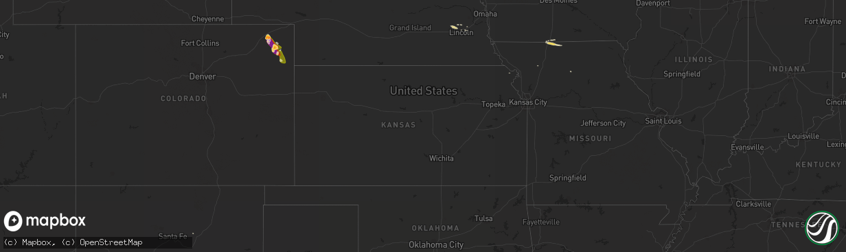 Hail map in Kansas on September 14, 2014