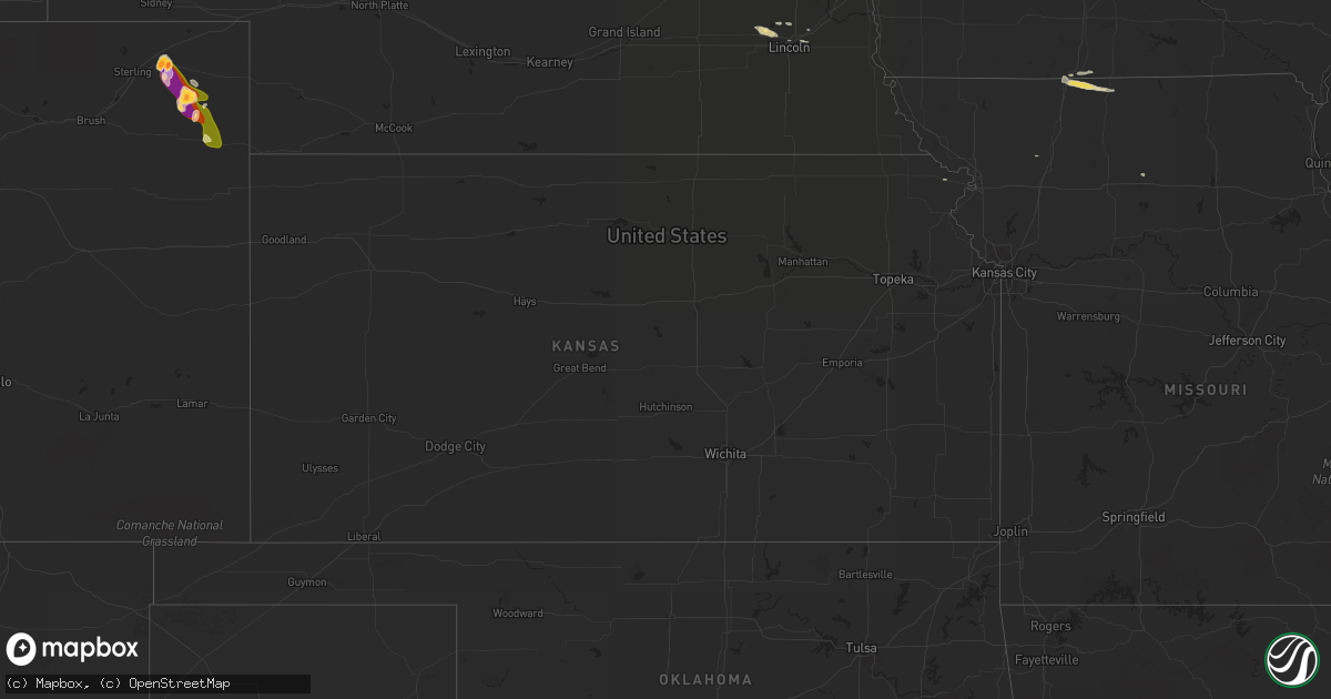 Hail map in Kansas on September 14, 2014