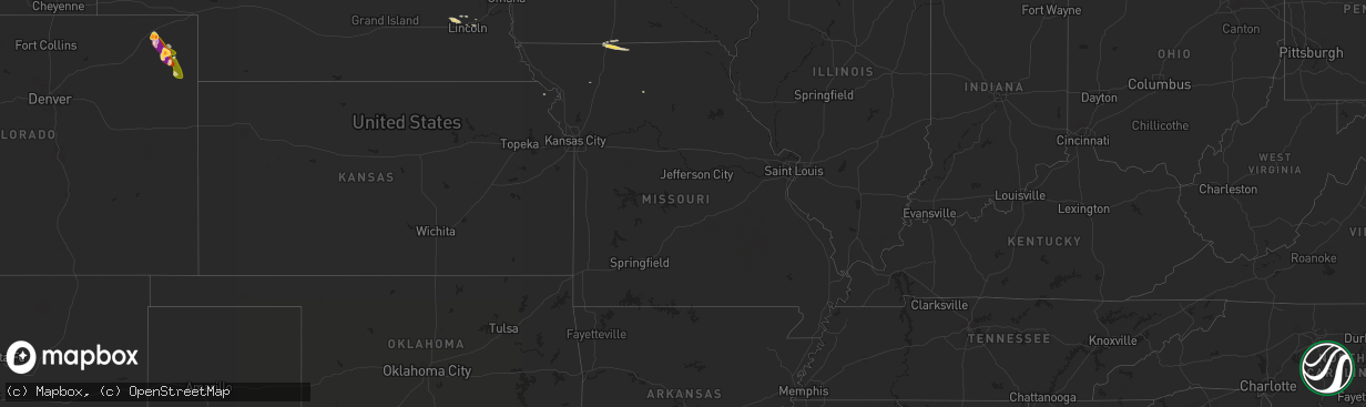 Hail map in Missouri on September 14, 2014