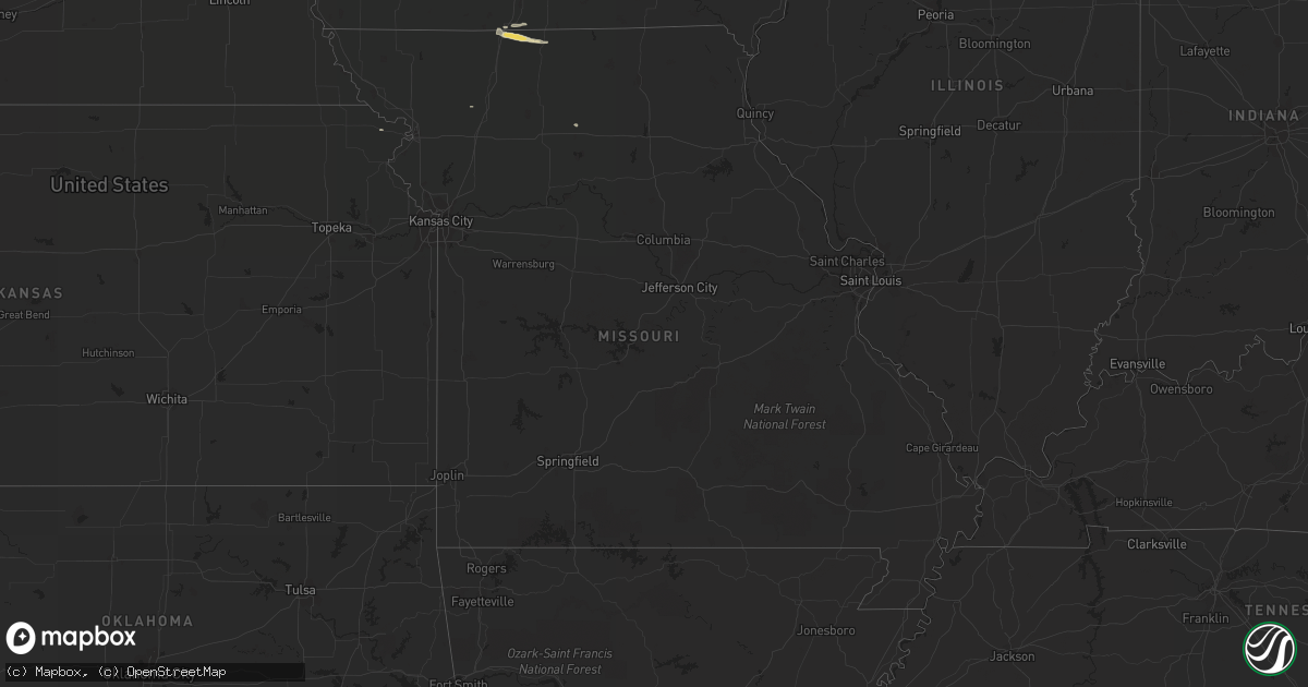 Hail map in Missouri on September 14, 2014