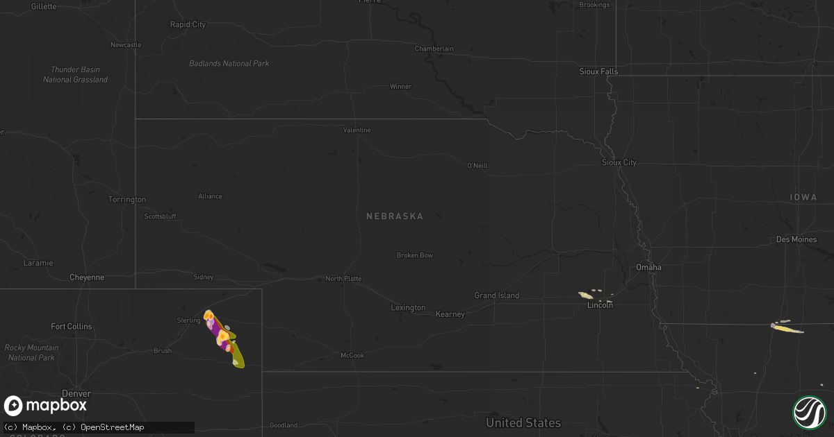 Hail map in Nebraska on September 14, 2014