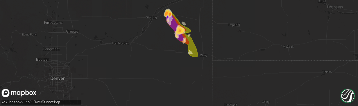 Hail map in Yuma, CO on September 14, 2014