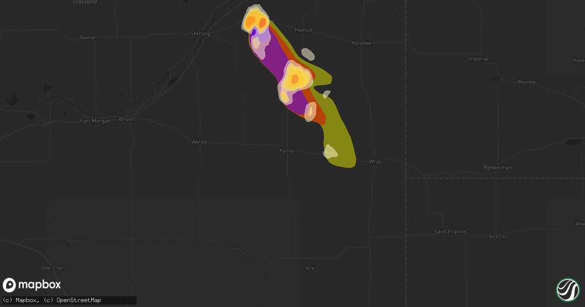 Hail map in Yuma, CO on September 14, 2014