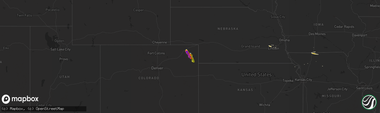 Hail map on September 14, 2014