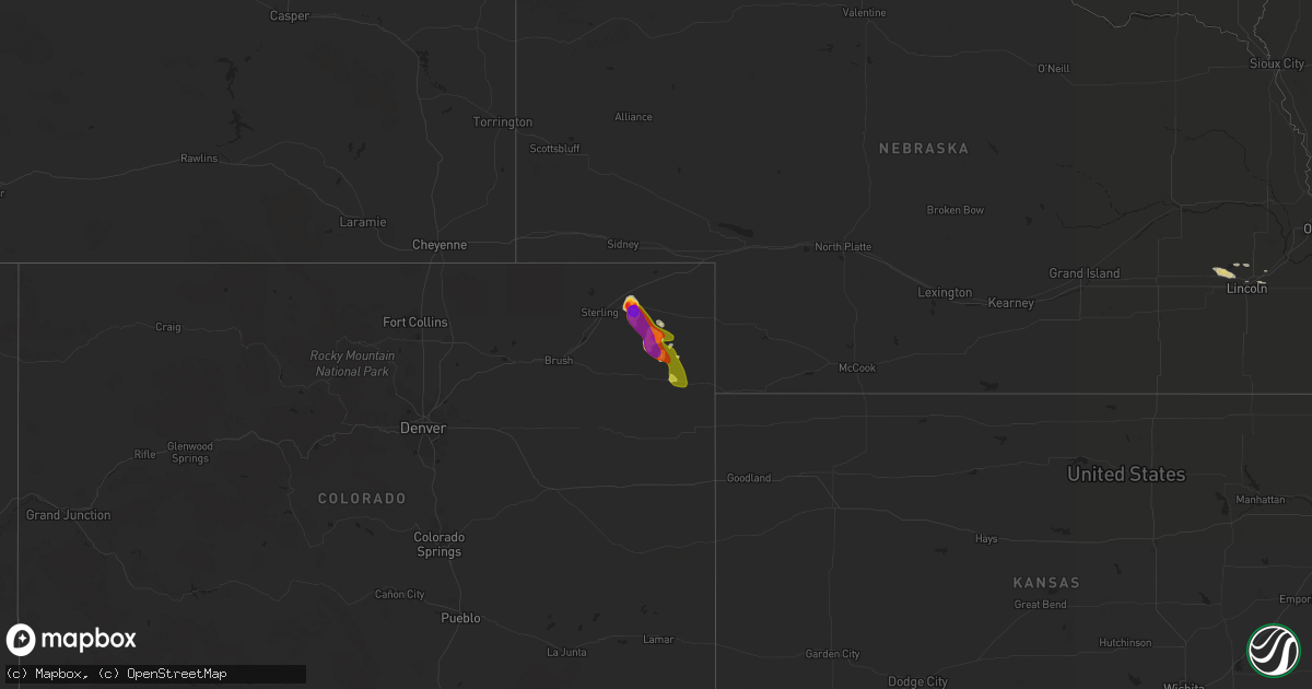 Hail map on September 14, 2014