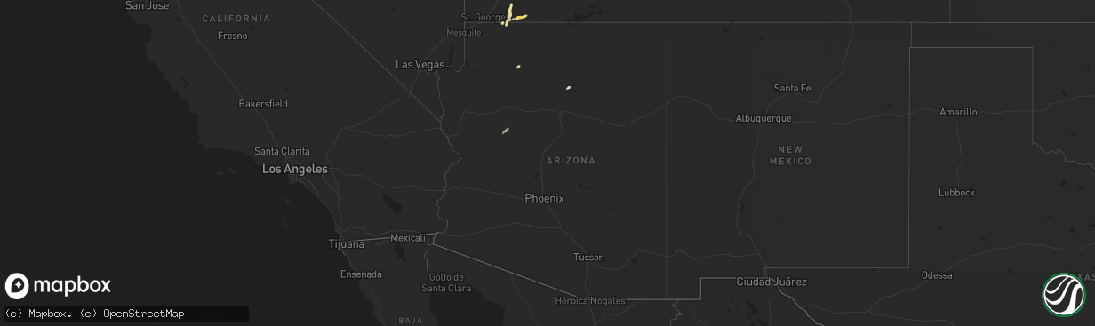 Hail map in Arizona on September 14, 2015