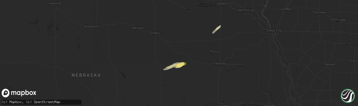 Hail map in Clearwater, NE on September 14, 2015