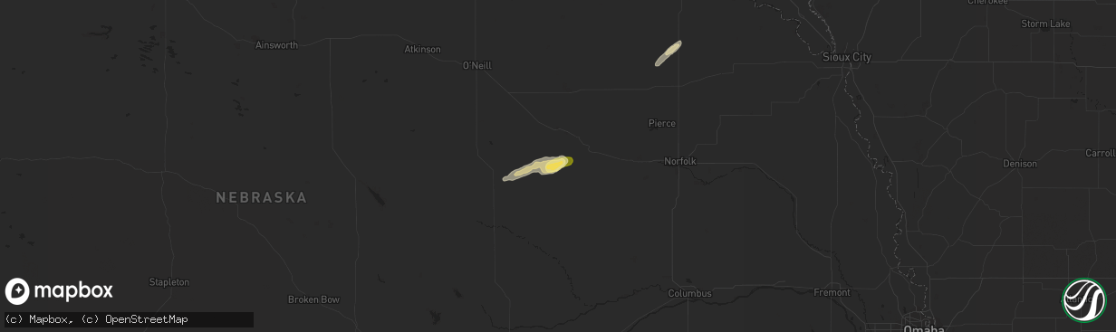 Hail map in Elgin, NE on September 14, 2015