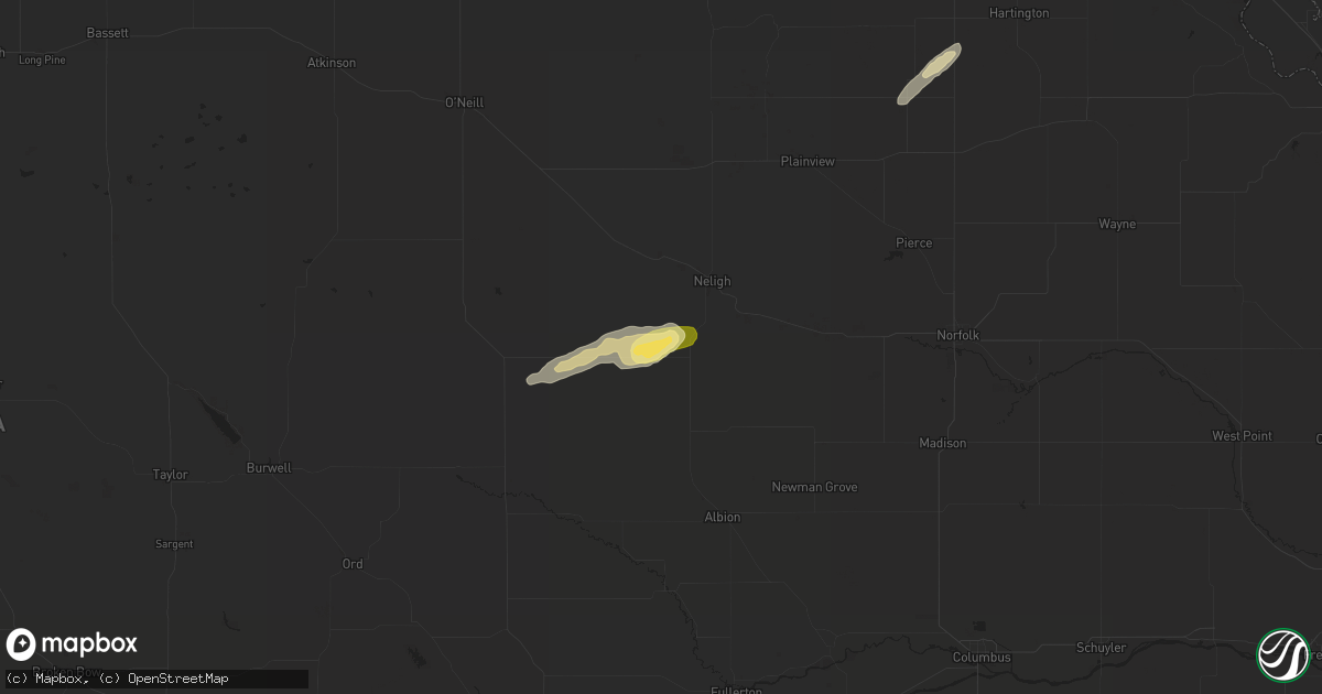 Hail map in Elgin, NE on September 14, 2015