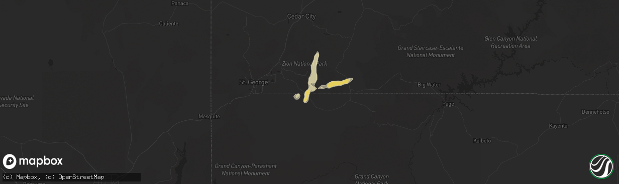 Hail map in Hildale, UT on September 14, 2015