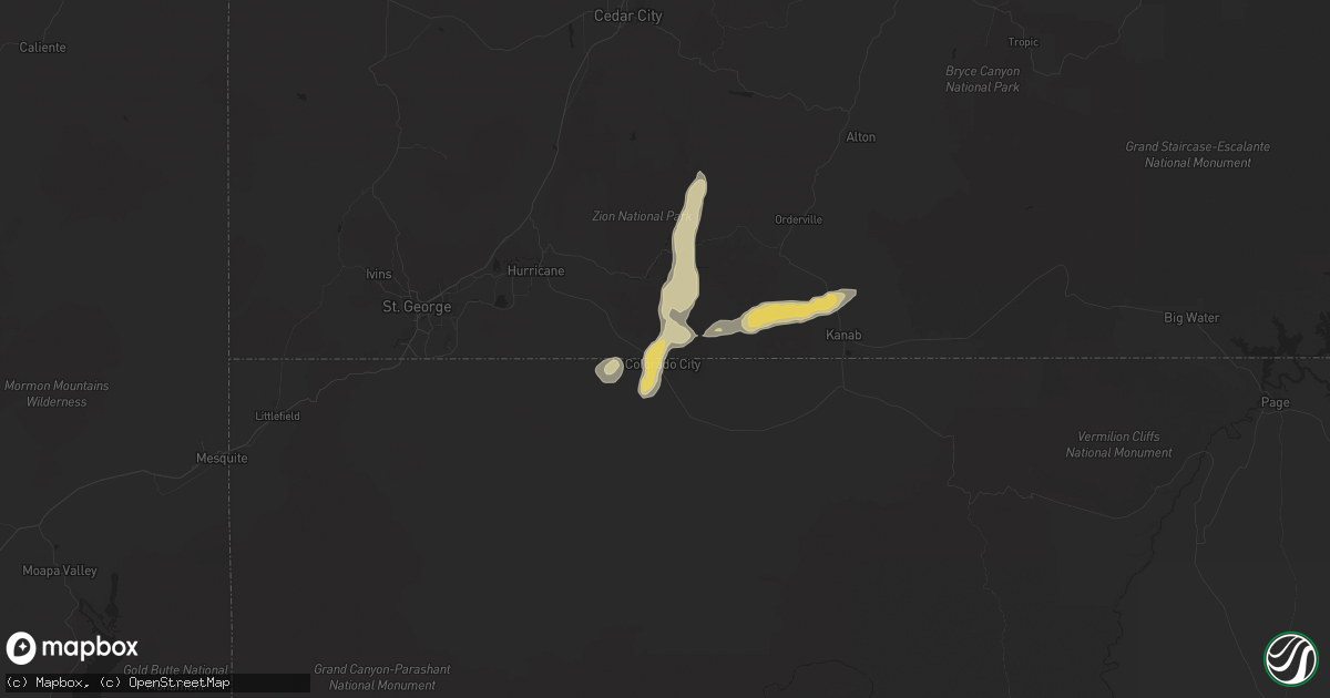 Hail map in Hildale, UT on September 14, 2015