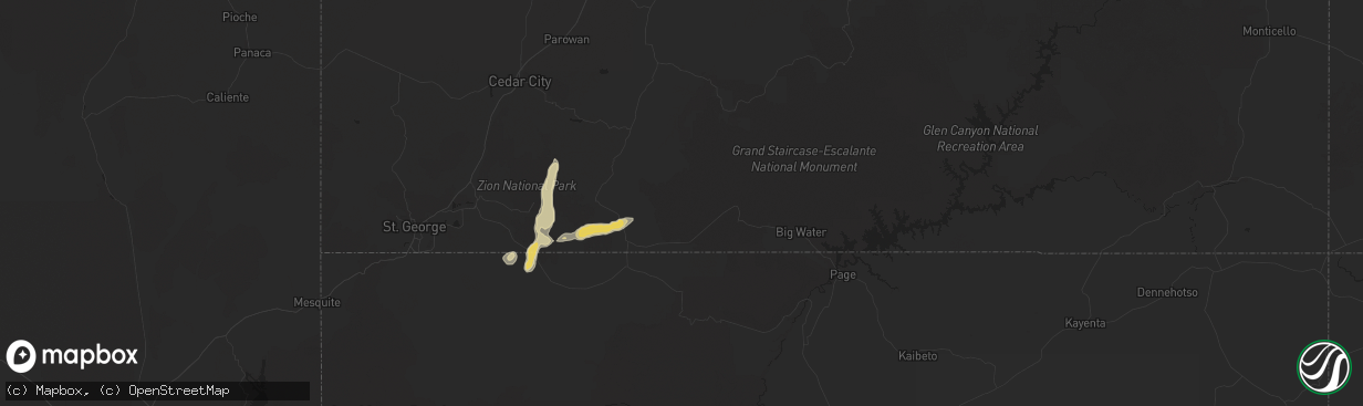 Hail map in Kanab, UT on September 14, 2015