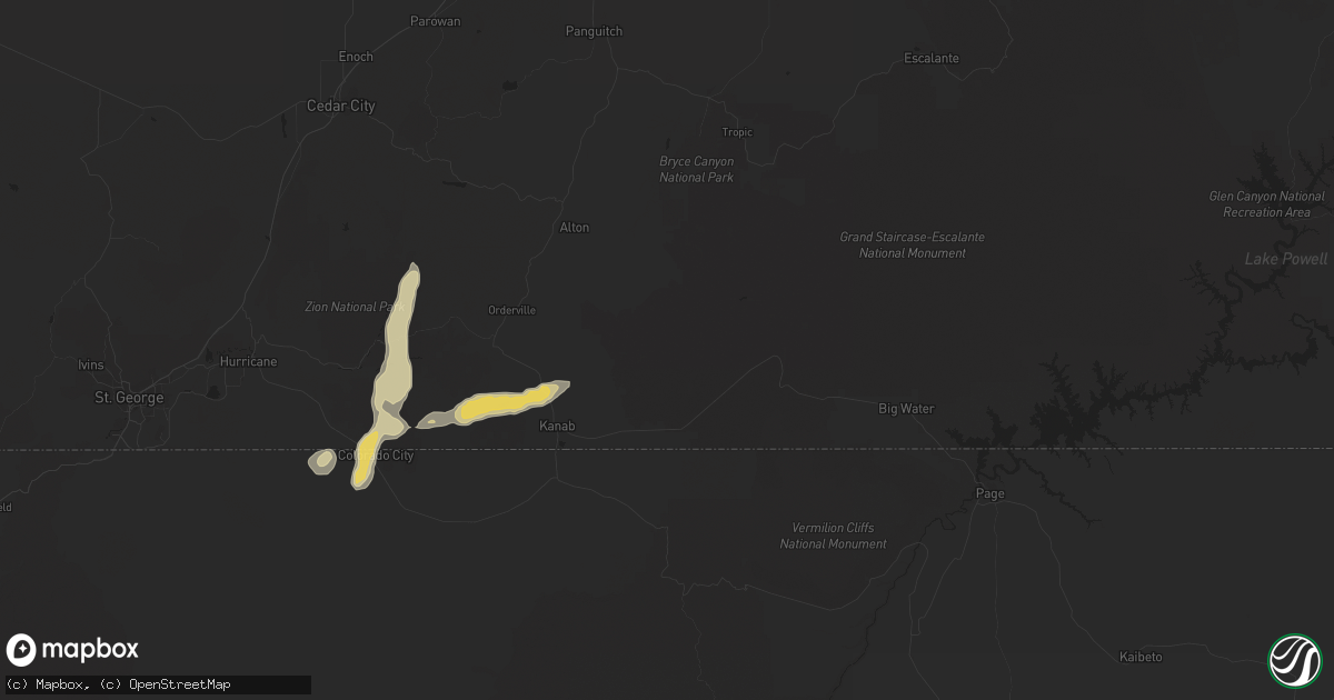 Hail map in Kanab, UT on September 14, 2015