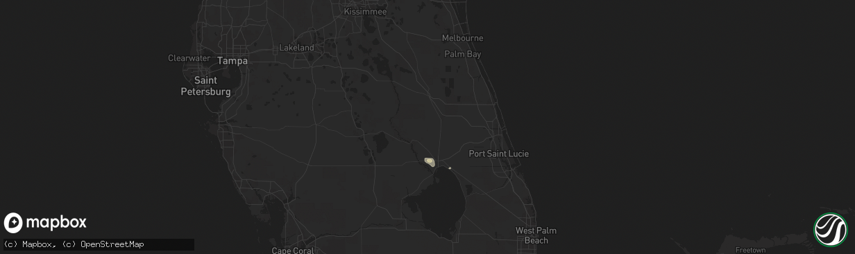 Hail map in Okeechobee, FL on September 14, 2015