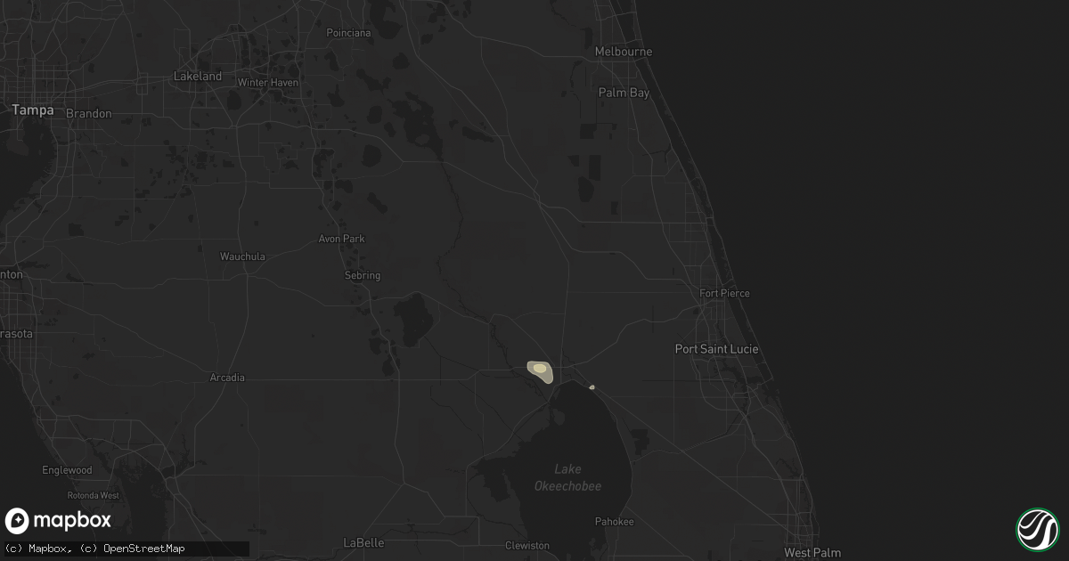 Hail map in Okeechobee, FL on September 14, 2015