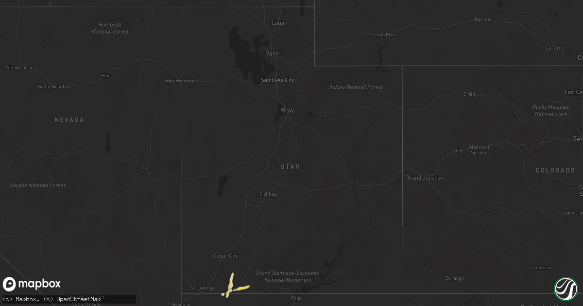 Hail map in Utah on September 14, 2015