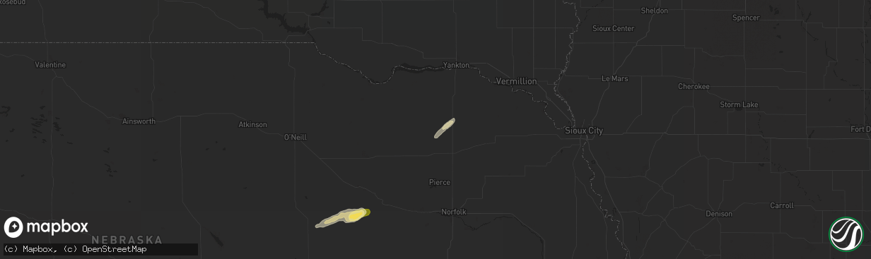 Hail map in Wausa, NE on September 14, 2015