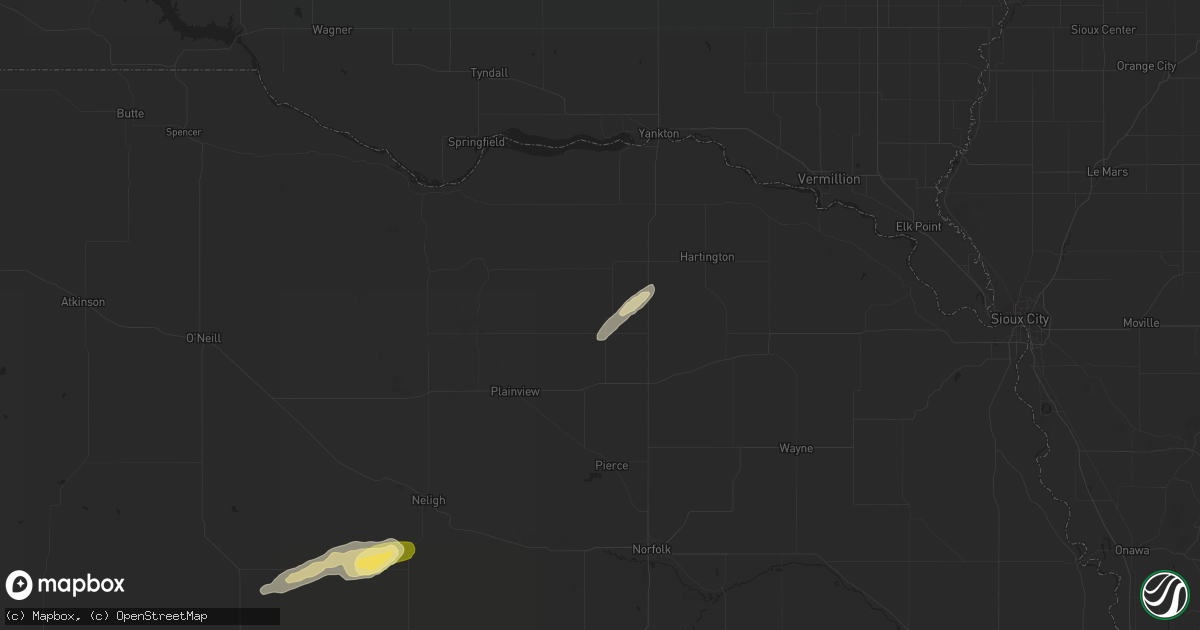 Hail map in Wausa, NE on September 14, 2015