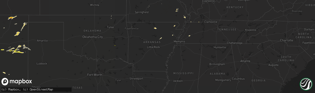 Hail map in Arkansas on September 14, 2016