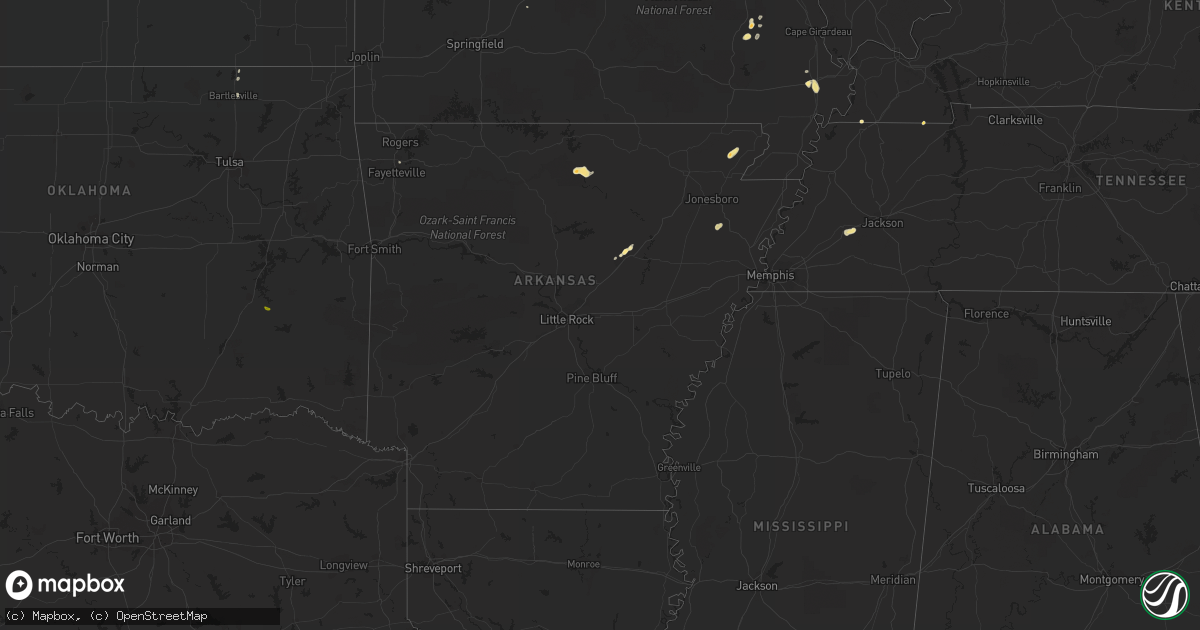 Hail map in Arkansas on September 14, 2016