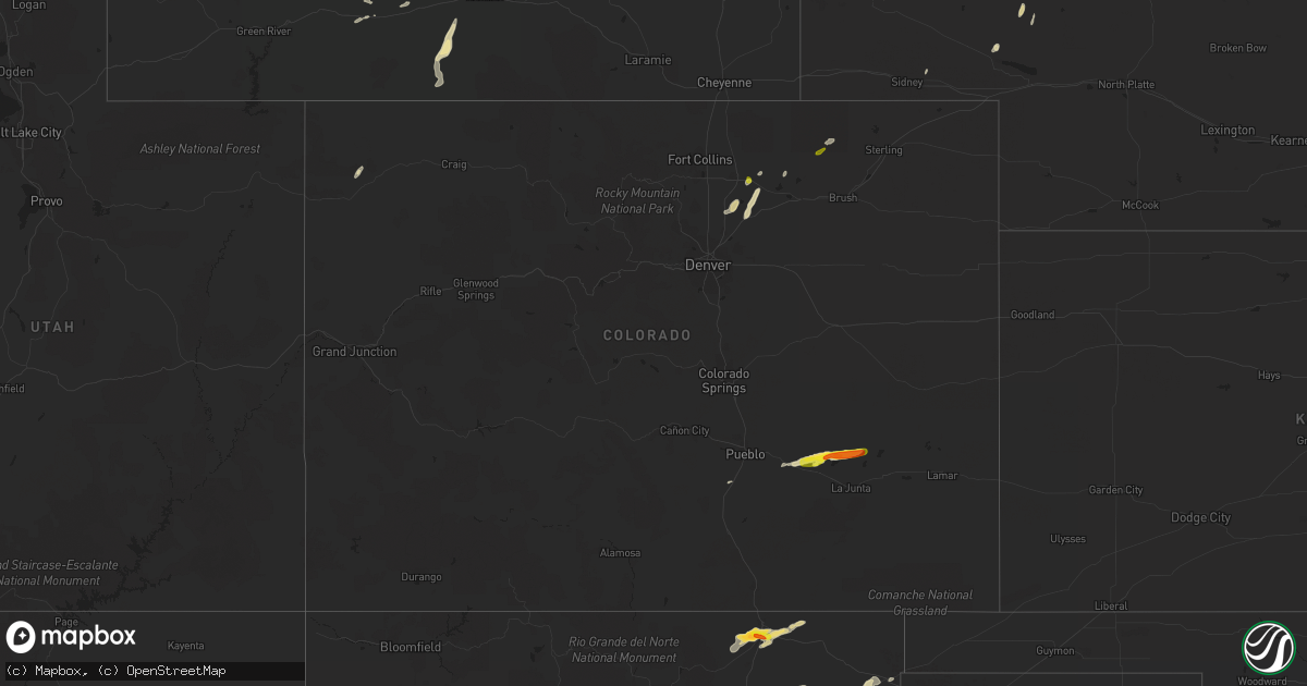 Hail map in Colorado on September 14, 2016