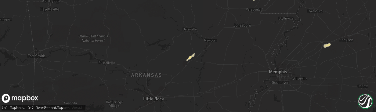 Hail map in Judsonia, AR on September 14, 2016