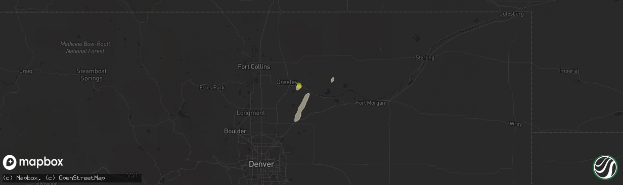 Hail map in Kersey, CO on September 14, 2016