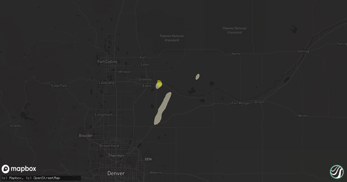 Hail map in Kersey, CO on September 14, 2016