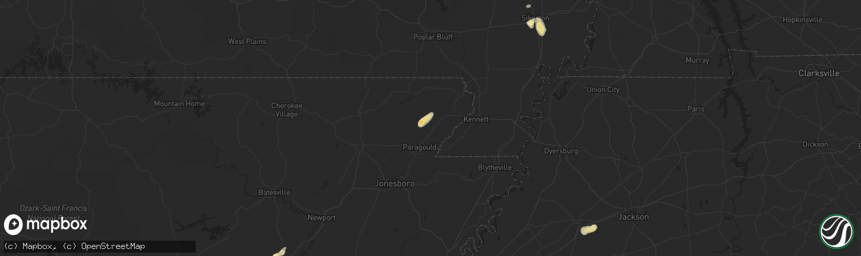 Hail map in Marmaduke, AR on September 14, 2016