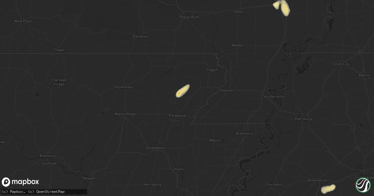 Hail map in Marmaduke, AR on September 14, 2016