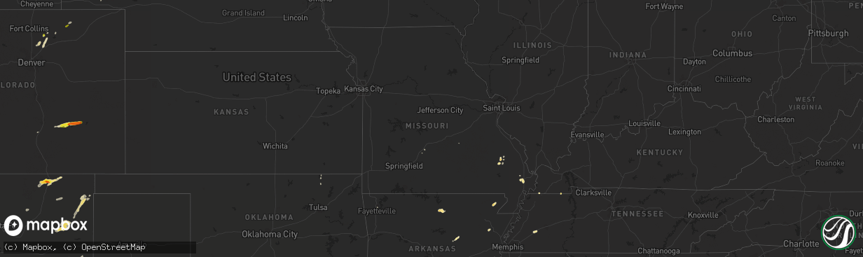 Hail map in Missouri on September 14, 2016