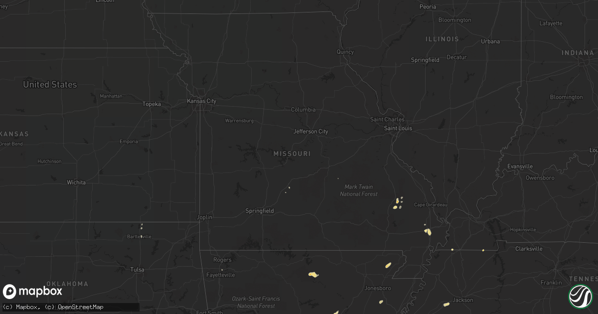 Hail map in Missouri on September 14, 2016
