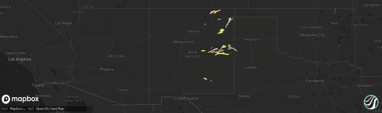 Hail map in New Mexico on September 14, 2016