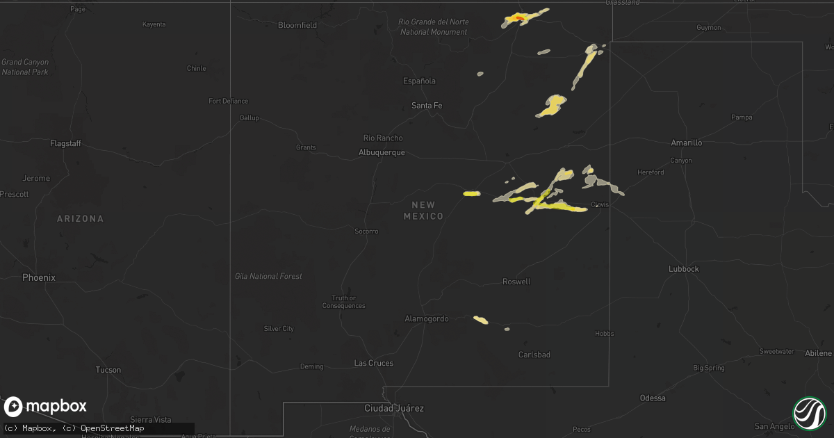 Hail map in New Mexico on September 14, 2016
