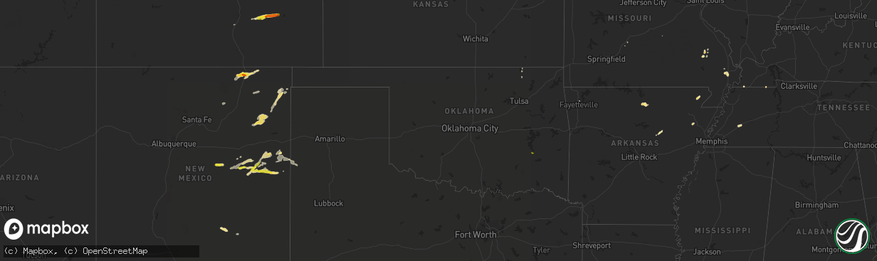 Hail map in Oklahoma on September 14, 2016