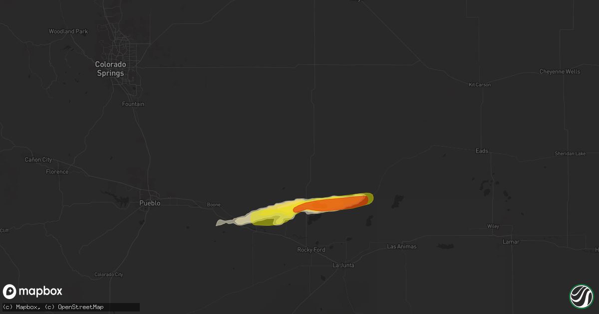Hail map in Ordway, CO on September 14, 2016