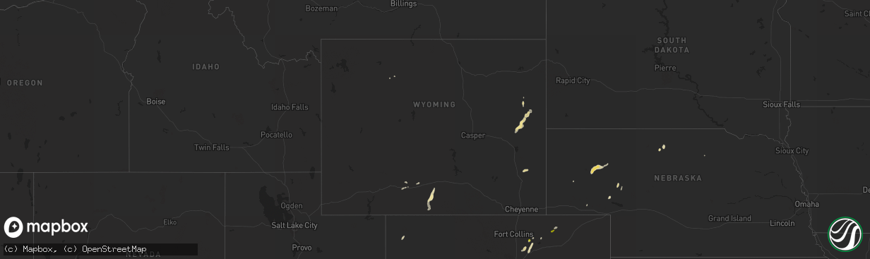 Hail map in Wyoming on September 14, 2016