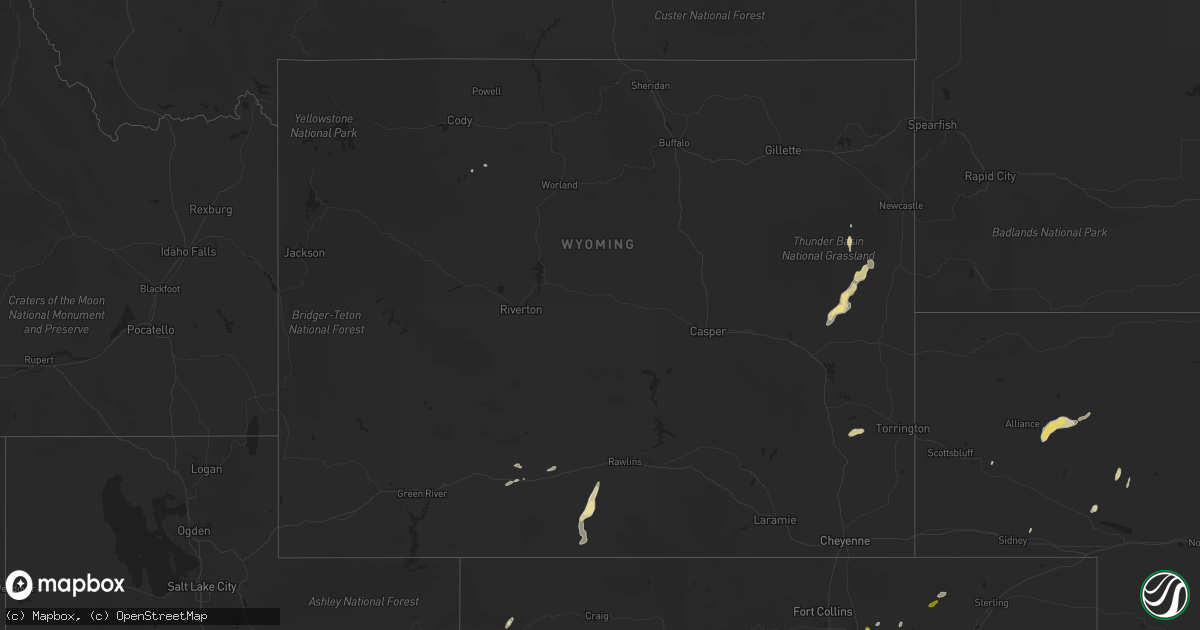 Hail map in Wyoming on September 14, 2016