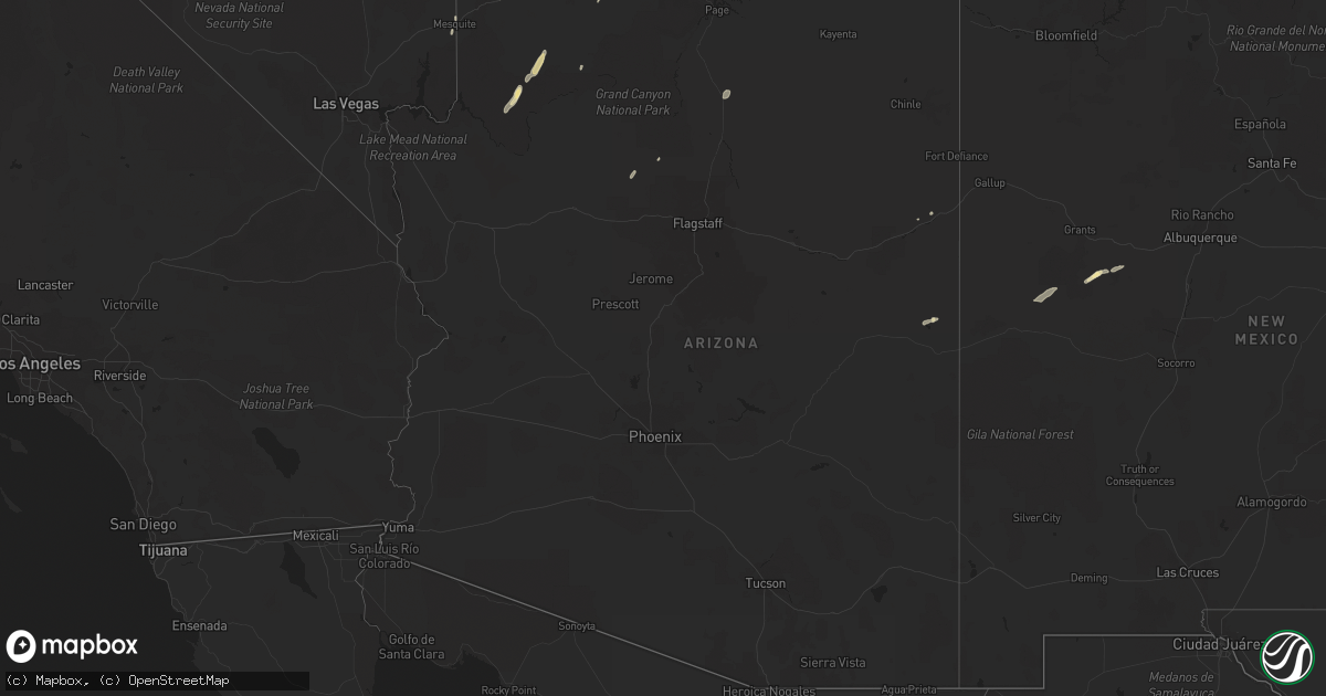 Hail map in Arizona on September 14, 2017