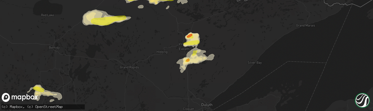 Hail map in Eveleth, MN on September 14, 2017