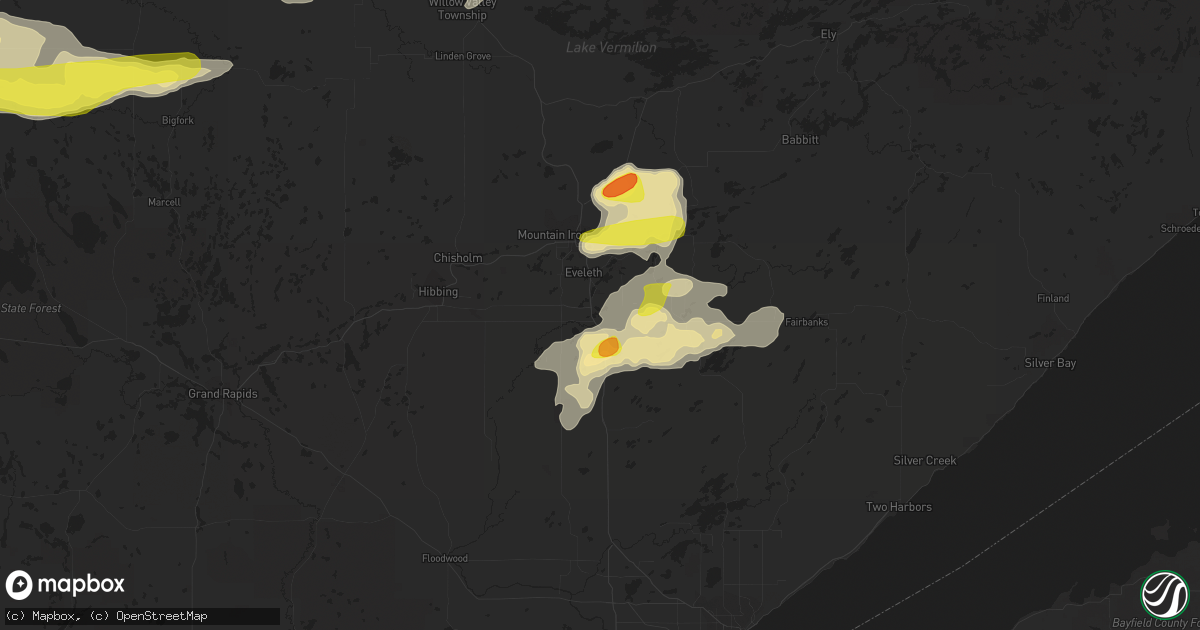 Hail map in Eveleth, MN on September 14, 2017
