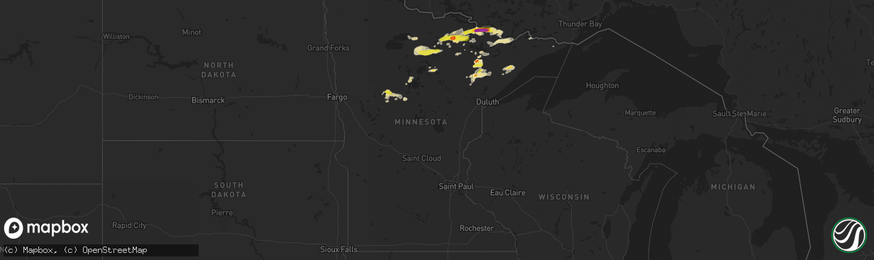 Hail map in Minnesota on September 14, 2017