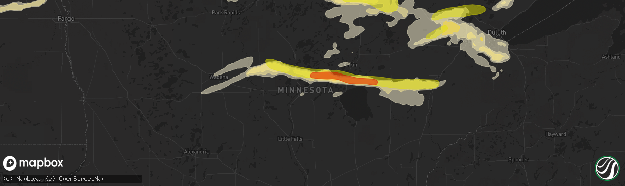 Hail map in Brainerd, MN on September 14, 2018