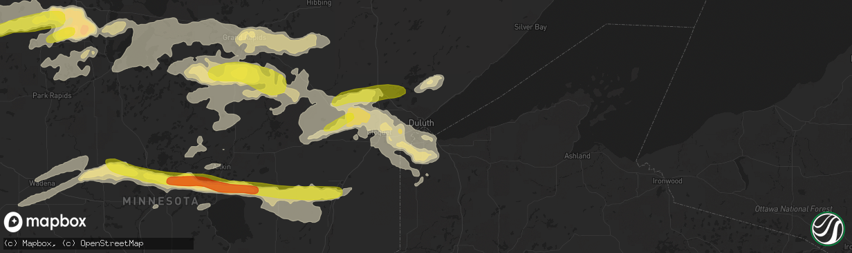 Hail map in Duluth, MN on September 14, 2018