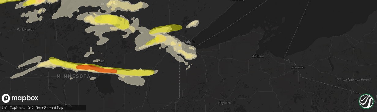 Hail map in Superior, WI on September 14, 2018