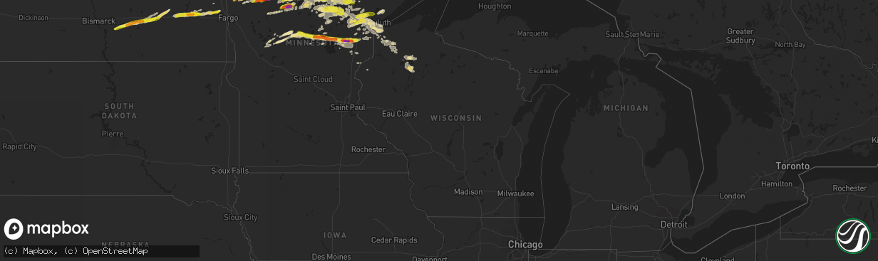 Hail map in Wisconsin on September 14, 2018